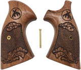 handicraftgrips KSW74## New Smith & Wesson K/L S&W K L Frame Square Butt Revolver Grips Laser Hard Wood Finger Groove Checkered Open Back Handmade Silver Medallions Sport for Men Birthday Gift by