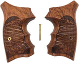 handicraftgrips NSW58## New Smith & Wesson S&W N Frame Square Butt Grips Laser Logo Engraved Silver Medallions Checkered Finger Groove Hard Wood Handmade Handcraft Birthday New Year