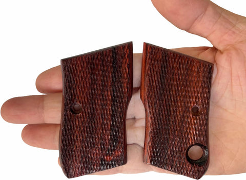 B9XW08 ## New Beretta 950 950B .22 Short .25 ACP Grips No Safety Cut without safety cut grips All Checkered hardwood handmade Hard Wood Laser beautiful Gift Sport for men by Handicraftgrips