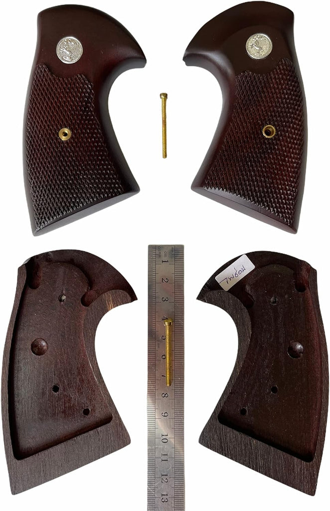 Python Wood Handle New Colt Python Grips I/ E I E Frame Checkered Hardwood Wood Handmade ...