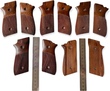 Zib Poignées Bois Pour Taurus PT92/PT99/PT100 - Poignées Lisses Noisetier Ou Noyer, Finition Manuelle Artisanale