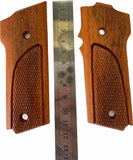 NEW Smith and Wesson S&W Model 59 459 659 9 Mm Grips Hardwood Wood Checkered Handmade Handcraft Gift Sport for Men Silver Medallions Special Design #S5W06 #1