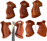 handicraftgrips New Smith & Wesson S&W N Frame Square Butt Grips Silver Medallions Checkered Finger Groove Hardwood Hard Wood Handmade Beautiful Sport for Men Birthday Newyear Nsw37